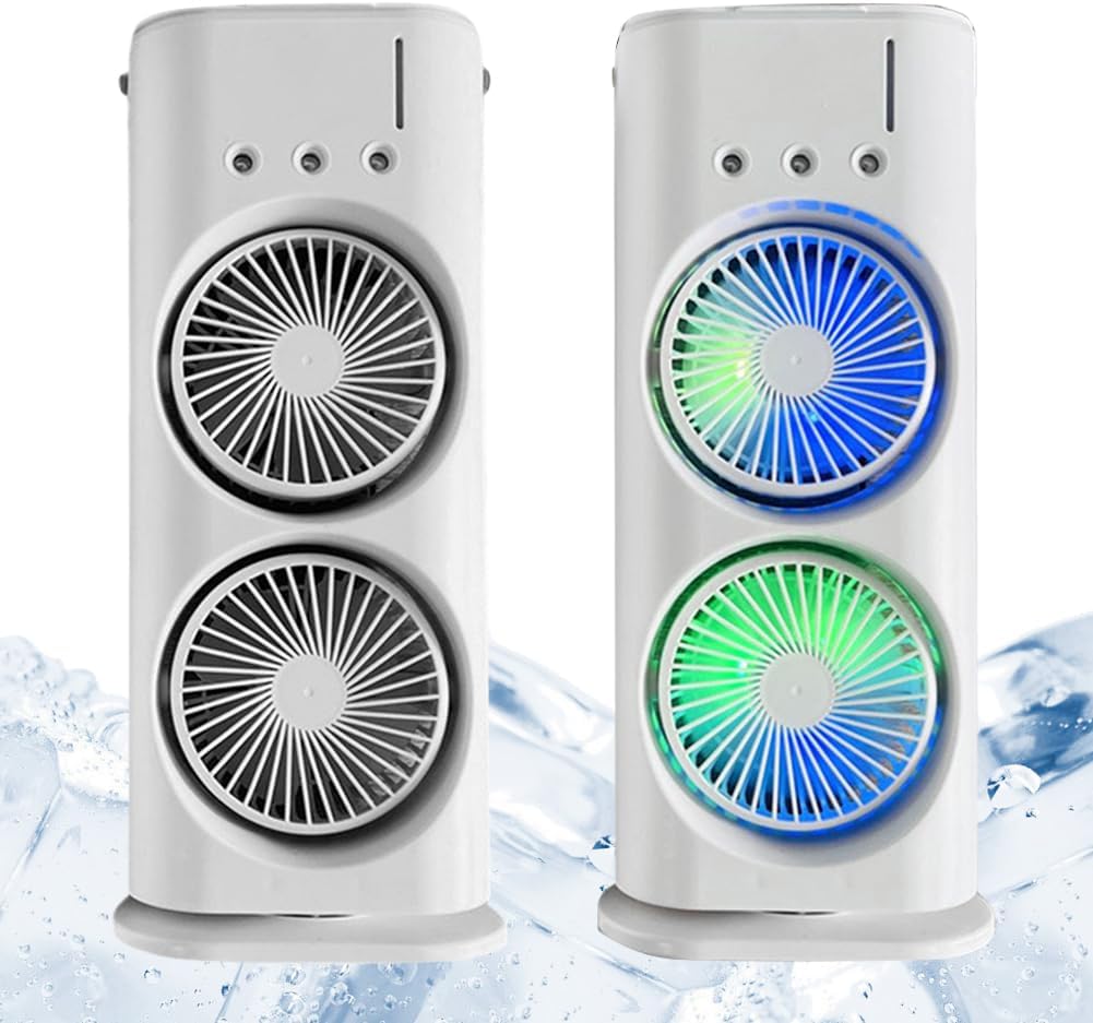 Usb Powered Dual Head Tower Water Spray Fan Usb Powered Dual Head Tower Water Spray Fan